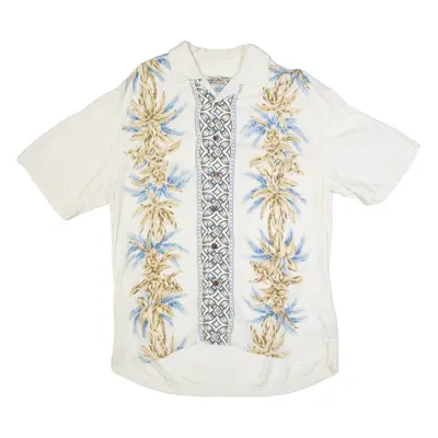 ISLAND 2 ISLAND Oversized Mens Hawaiian Shirt White 90s Floral M