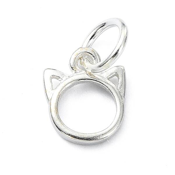 925 Sterling Silver Outline Cat Head Shape Charms