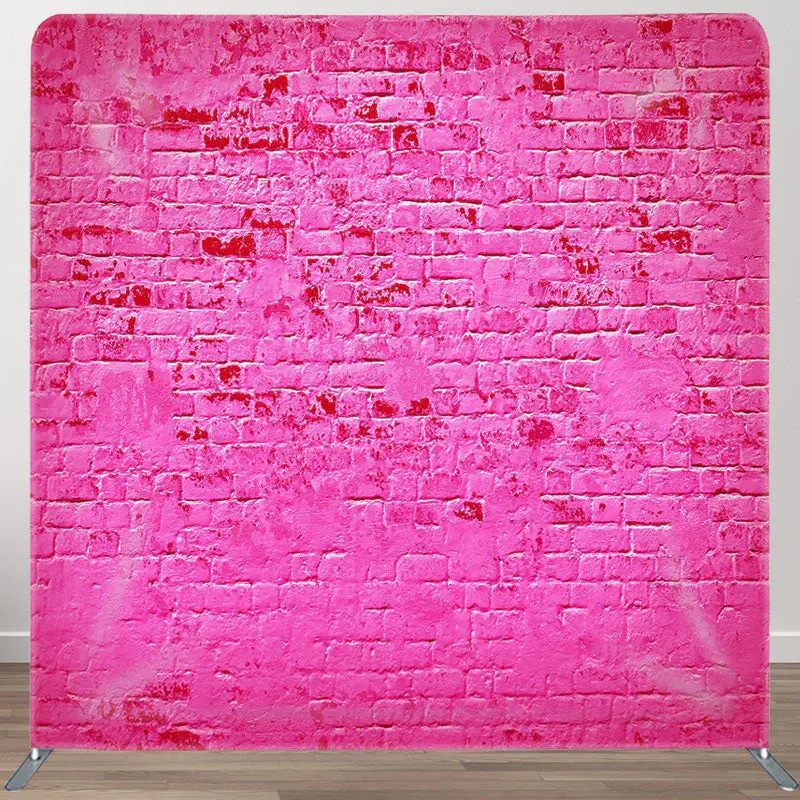 Aperturee Simple Hot Pink Brick Fabric Backdrop Cover for Birthday - Aperturee