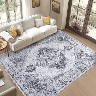 Garvee Area Rugs 5x7 Washable, Soft Vintage Large Bedroom Rugs, Boho Farmhouse Low Pile Non-Slip Indoor Throw Carpet Rugs for...