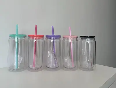 Plastic Snow Globe Tumbler With Straw 16oz Mix Color