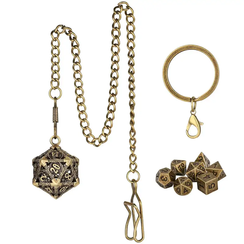 Dungeons & Dragons Dice Set, Including D20 Cage, Keychain, Chain and Dice, Role Playing Board Games Accessories, Dungeons and...