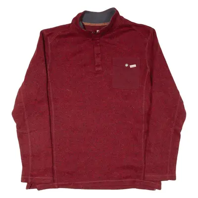 WOOLRICH 1/4 Button Fleece Red Tight Knit Crew Neck Mens L