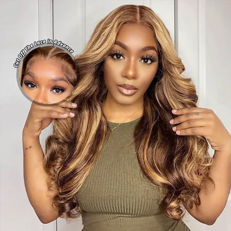 Ashimary Highlight Glueless HD Lace Wig Body Wave Hair 5x5 6x4.5 4x4 Transparent Lace Closure Wig