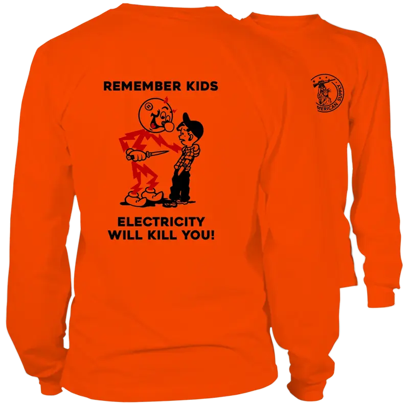 Remember Kids - Long Sleeve Hi-Vis Safety Orange Shirt