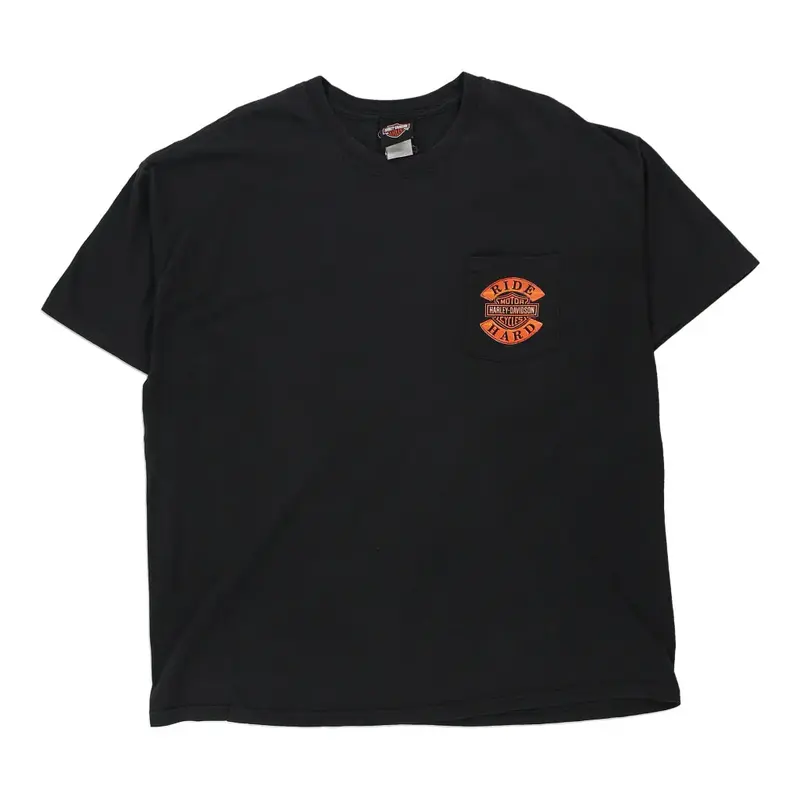 Marietta-Atlanta Georgia Harley Davidson Graphic T-Shirt - 2XL Black Cotton