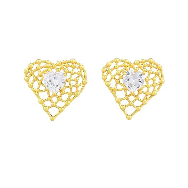 Clear Glass Heart Stud Earrings