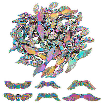 48Pcs 6 Style Rack Plating Alloy Bead