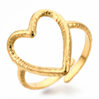 Ion Plating(IP) 304 Stainless Steel Heart Cuff Ring