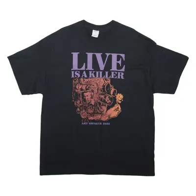 GILDAN Live Is A Killer Mens T-Shirt Black XL