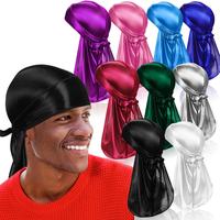 9 Pcs Silky Durag with Long Tail for Men, Pack Durags Do rags for 360 Waves