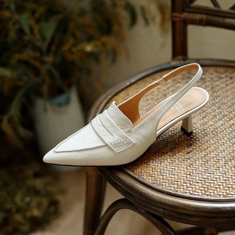 CHIKO Treasure Pointy Toe Kitten Heels Slingback Shoes
