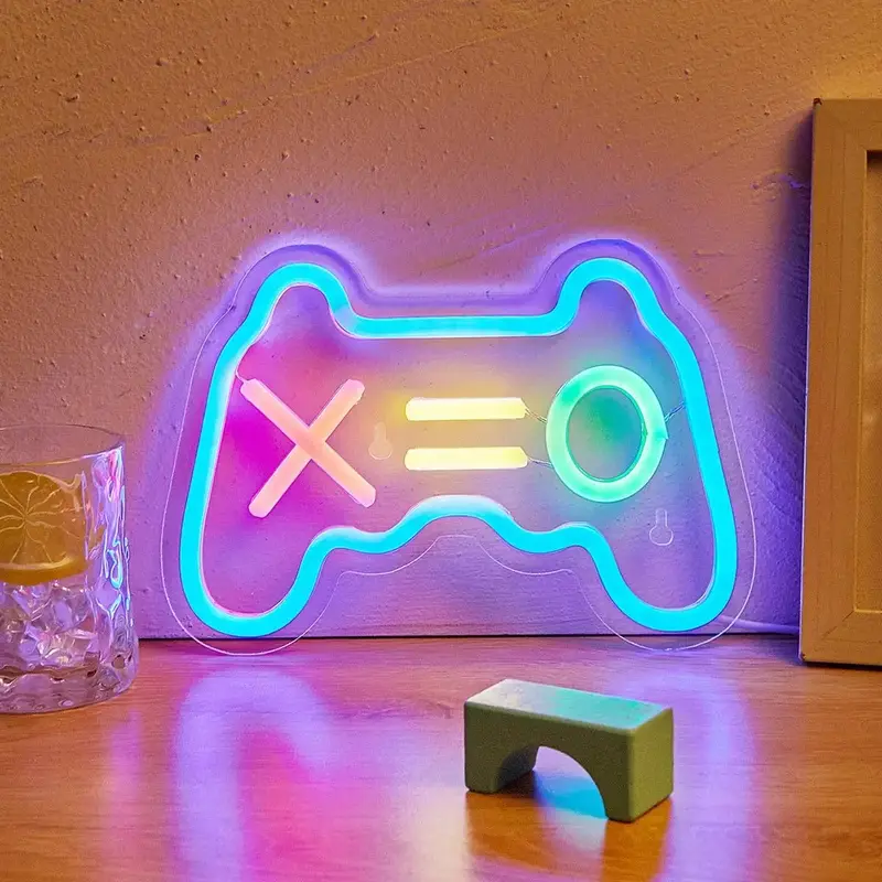 USB Powered Creative LED Neon Sign, Gamepad Shaped Design LED Neon Sign, Room Ambient Lamp for Bedroom Living Room
