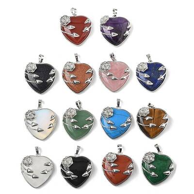 Natural & Synthetic Mixed Stone Heart Pendants