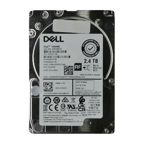 01D0F5 Dell 2.4TB 10000RPM SAS 12Gb/s 512e 2.5-inch Hard Drive
