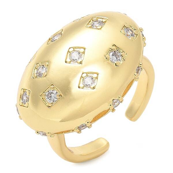 Brass Micro Pave Clear Cubic Zirconia Cuff Rings