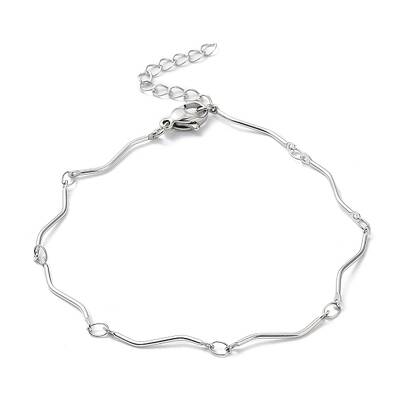 Non-Tarnish 304 Stainless Steel Twist Bar Link Chain Bracelet