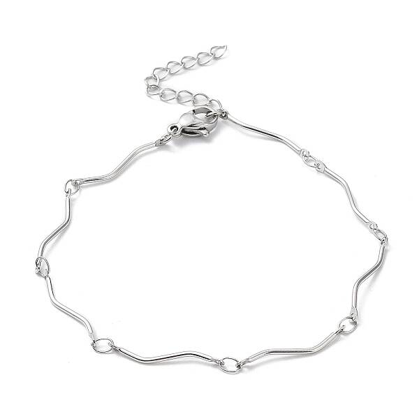 Non-Tarnish 304 Stainless Steel Twist Bar Link Chain Bracelet