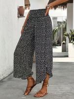 Women's Ditsy Floral Print Wide Leg Pants, Casual Comfy Baggy Trousers for Summer, Fashion Casual Comfy Women's Clothes for D...