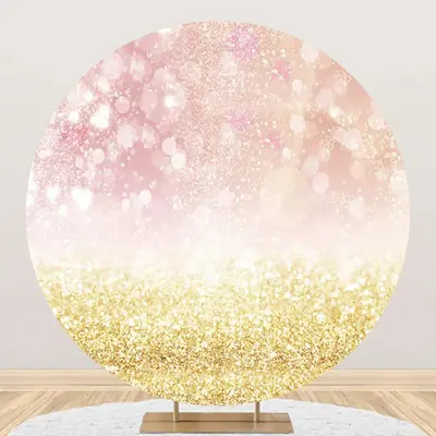 Round Pink Golden Glitter Bokeh Birthday Backdrop - Aperturee