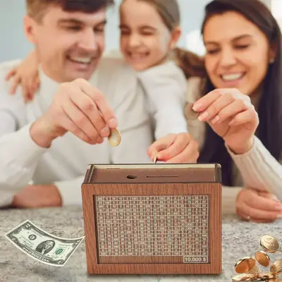 Wooden Piggy Bank, Money Saving Box with Marker, Coin Bank, Money Saving Goal Box, Home Decor, Gift Ideas