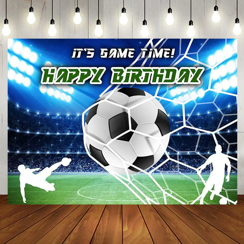 Spotlight Football Field Happy Birthday Backdrop - Aperturee