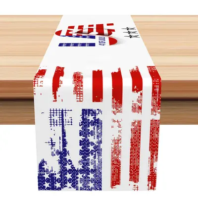 Retro USA Flag Table Runner For Independence Day - Aperturee