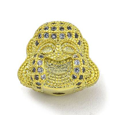 Brass Micro Pave Clear Cubic Zirconia Beads