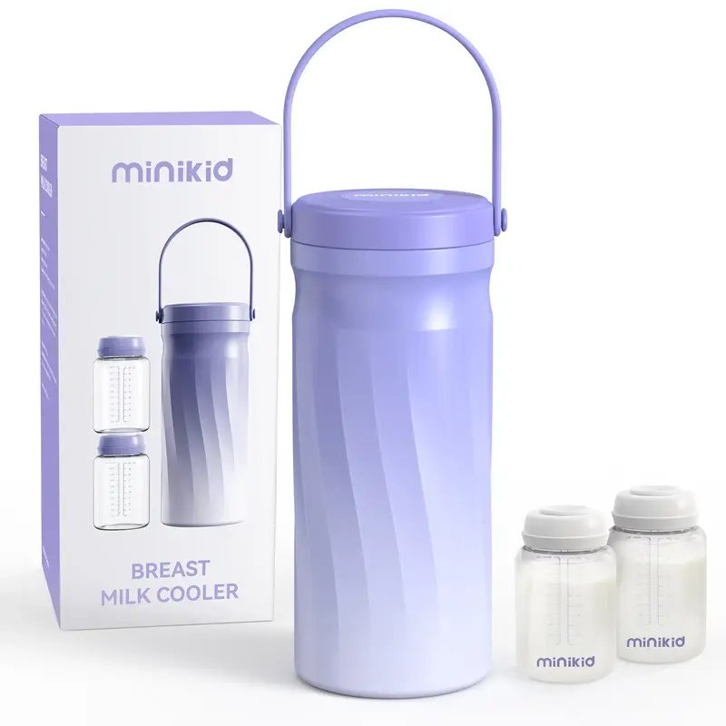Minikid Portable Breast Milk Cooler for Outdoor,Stainless Steel Liner Breast Milk Cooler with 360° Total Cooling for 24 Hour...