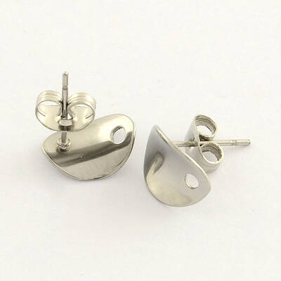 Non-Tarnish 304 Stainless Steel Oval Stud Earring Findings