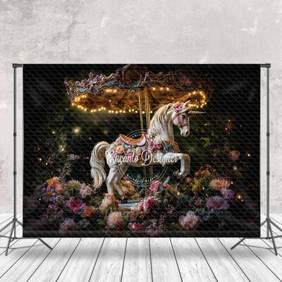 Firefly Twinkling Carousel Floral Fine Art Backdrop - Aperturee