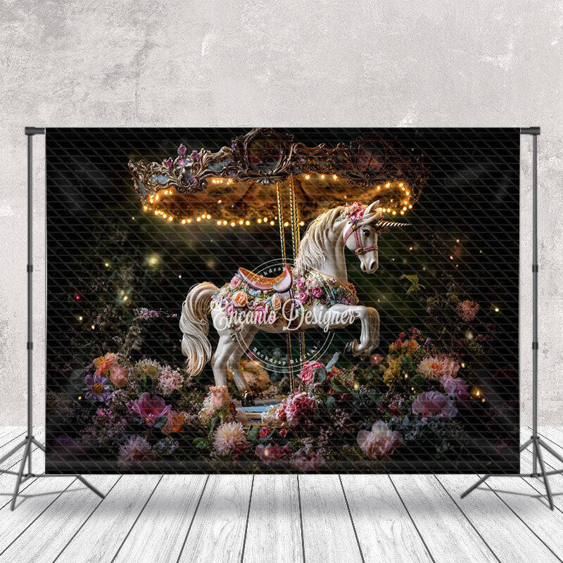 Firefly Twinkling Carousel Floral Fine Art Backdrop - Aperturee