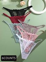 Women's Scallop Trim Lace Sexy Thong, Cute Sheer Breathable Sexy Knicker, Ladies Underwear for All Seasons, Panties