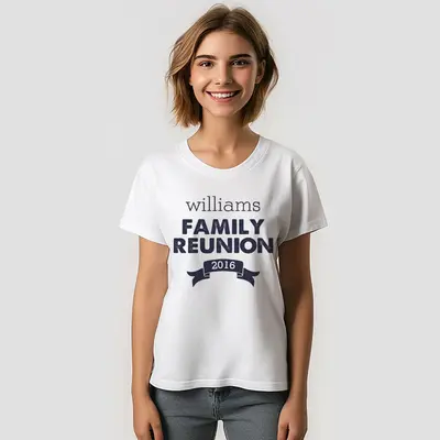 Navy Blue White Family Reunion Custom T-Shirt