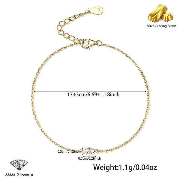 Golden 925 Sterling Silver Oval Link Bracelet