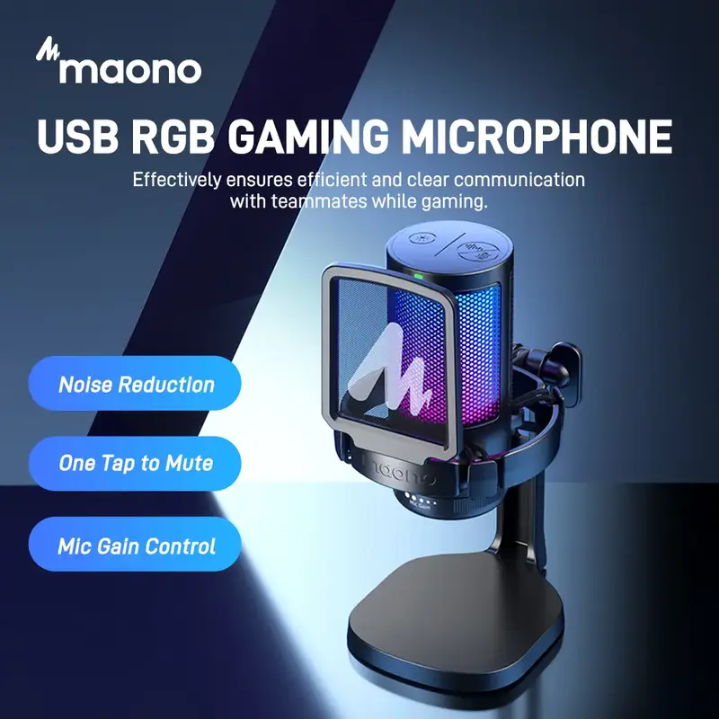 MAONO DGM20 USB Plug Gaming and Streaming RGB Tiktok Audio Microphone Gear with Muted Mic, Noise Reduction for Use with PCs, ...