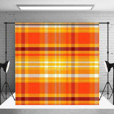 Classic Orange Brown Plaid Fine Art Photo Backdrop - Aperturee