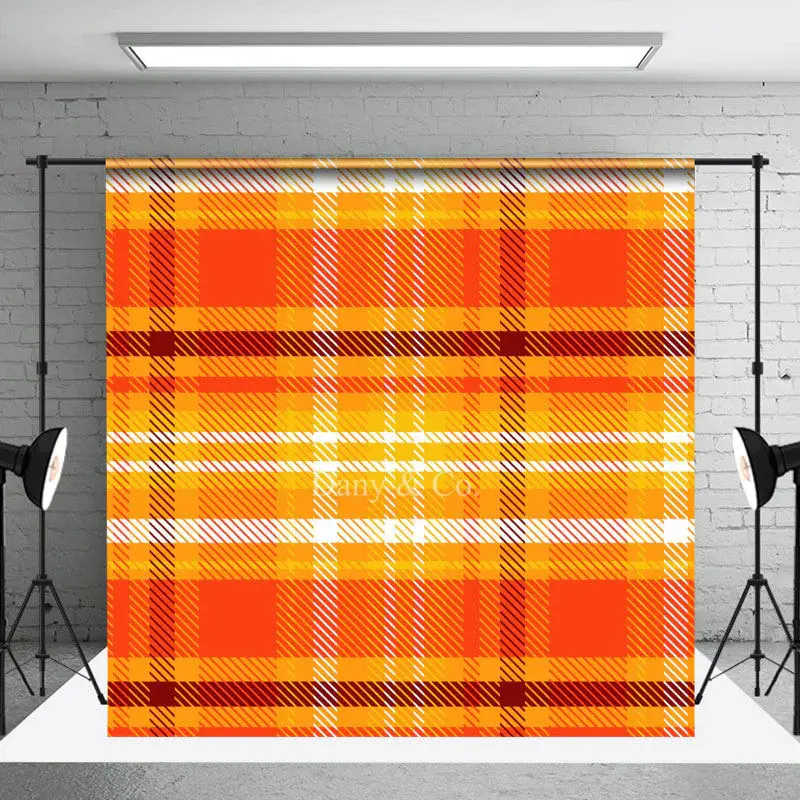 Classic Orange Brown Plaid Fine Art Photo Backdrop - Aperturee