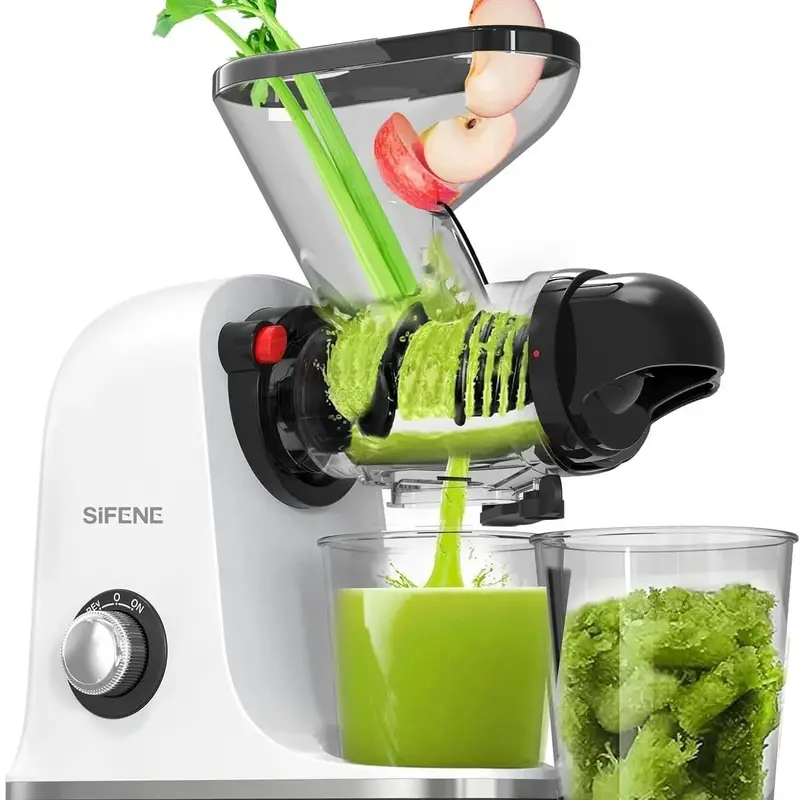 SiFENE Compact Cold Press Juicer Machine, Summer Slow Masticating Single-Serve Juicer Blender, Efficient Vegetable and Fruit...