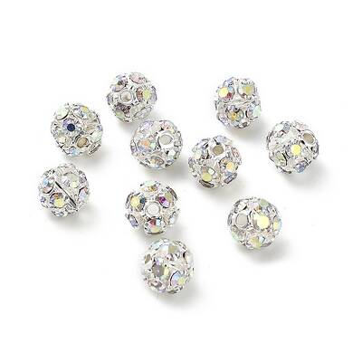 6mm Brass Crystal AB Rhinestone Beads