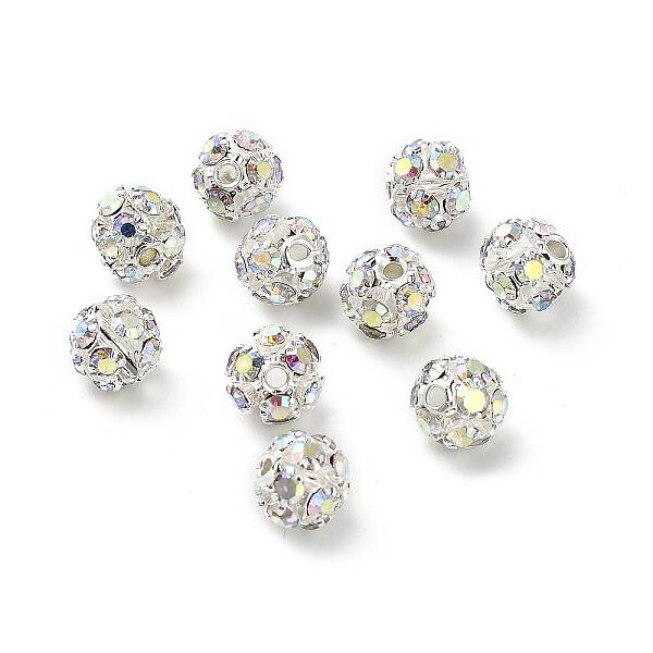 6mm Brass Crystal AB Rhinestone Beads