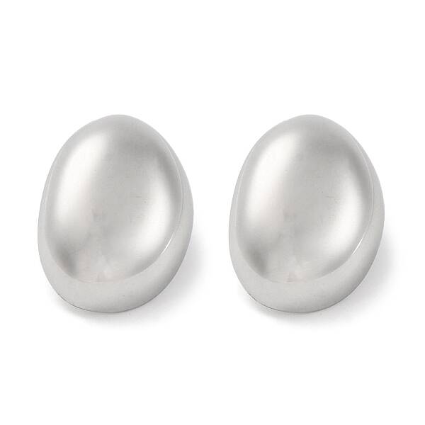 304 Stainless Steel Oval Stud Earrings