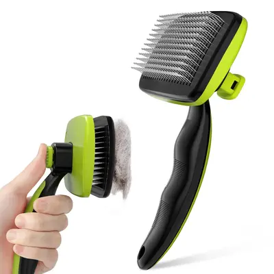 Pecute Self-Cleaning Lightweight Slicker Brush for Dogs, Cats & Rabbits