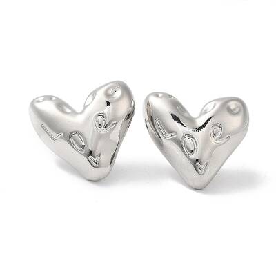 Rack Plating Brass Heart Stud Earrings