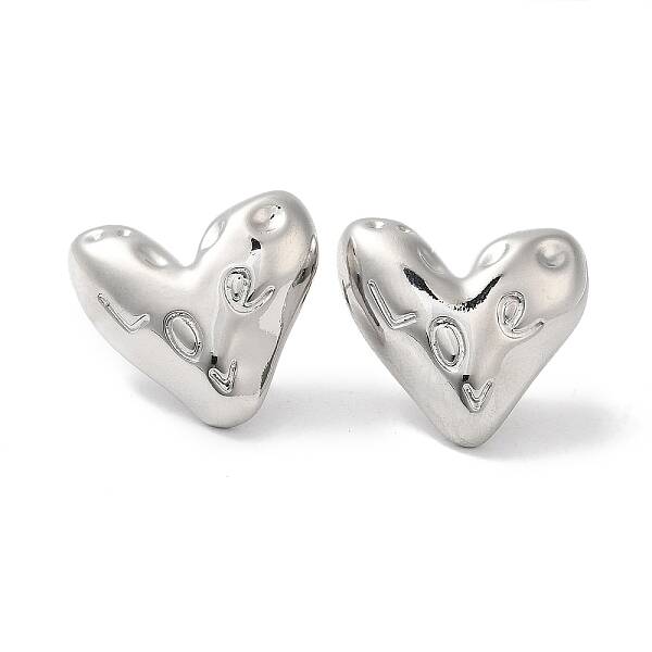 Rack Plating Brass Heart Stud Earrings
