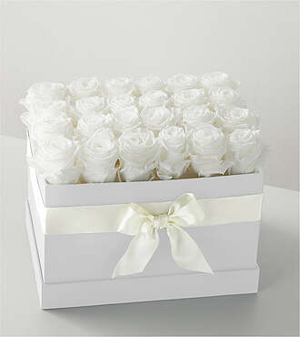 24 White Forever Roses - FedEx