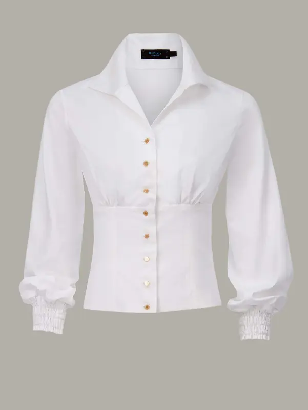 ROOT | Ruched Fitted Shirt | Colour: WHITE | Size: XS
