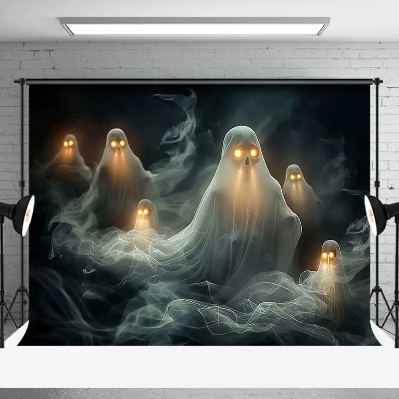 Black Grim Reaper Skeleton Halloween Party Backdrop