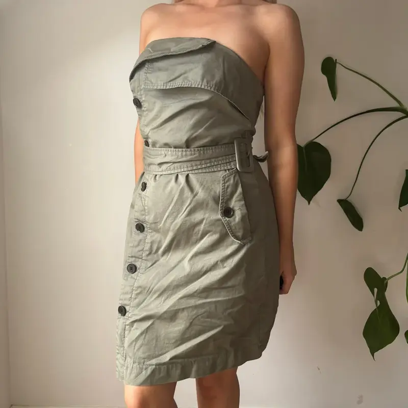Miss Sixty Strapless Dress - XS Green Cotton Blend