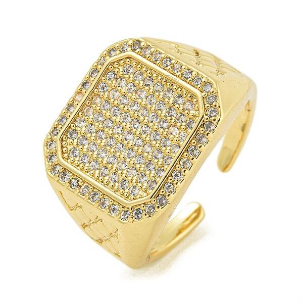 Brass with Cubic Zirconia Open Cuff Rings
